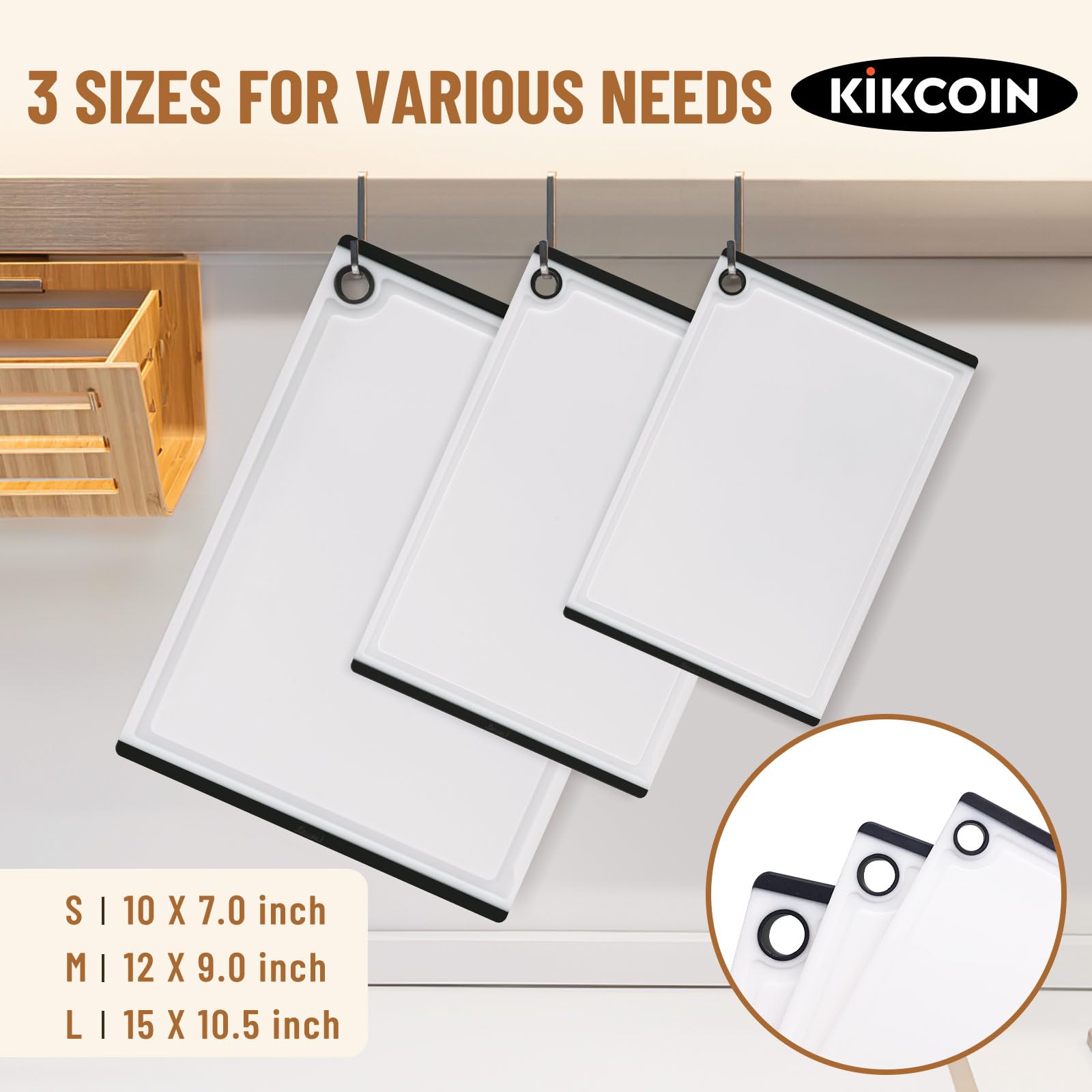 Kikcoin, tabla de corte plástica mediana: perfecta para verduras