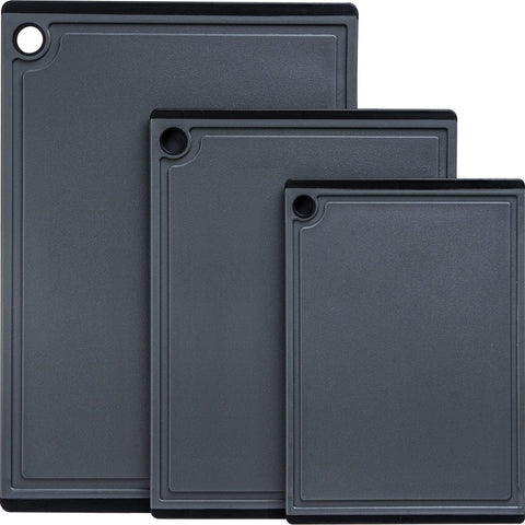 Kikcoin: juego de tablas de cortar en gris, set de 3 piezas para diversas preparaciones.