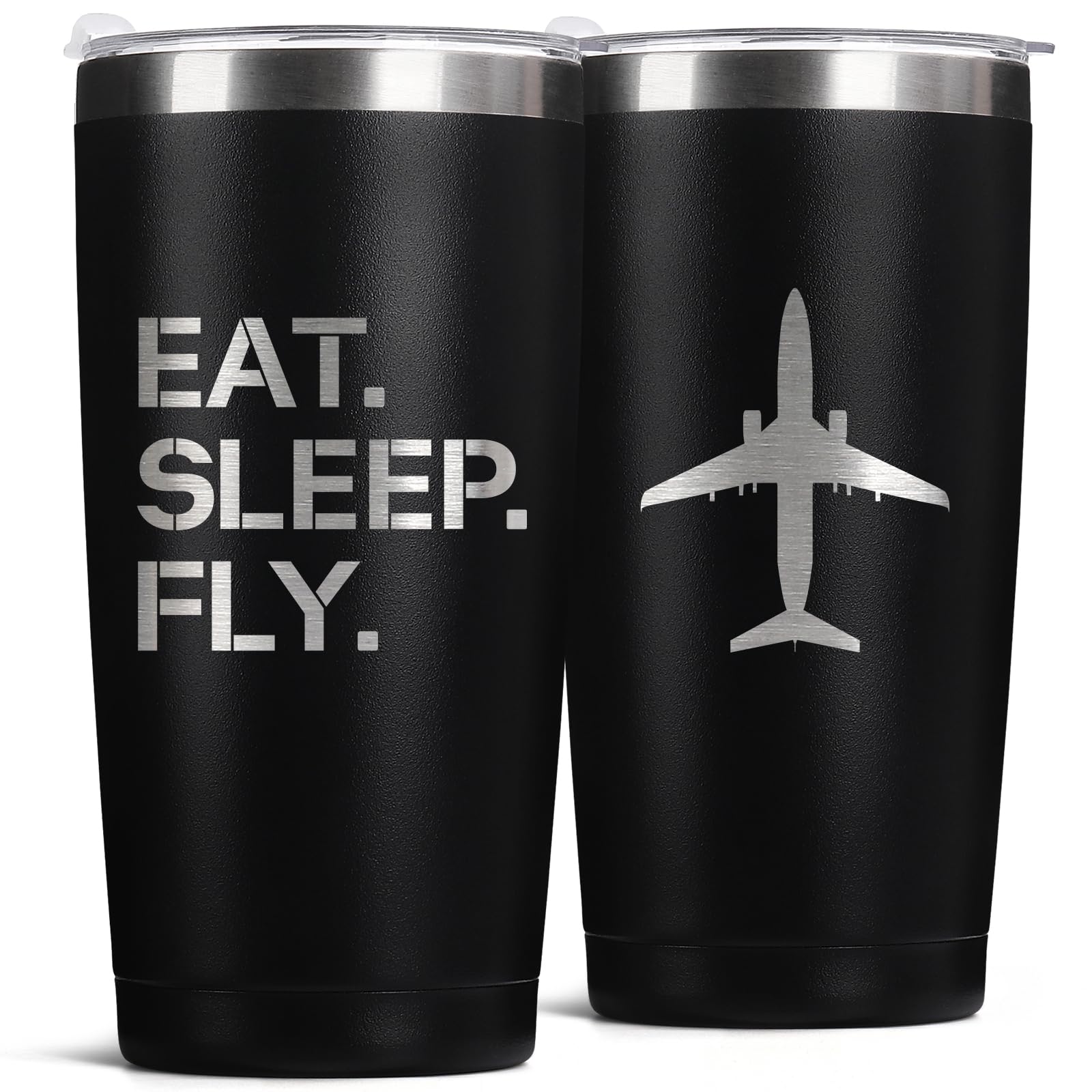 Vaso 20oz de KIKERRO para piloto con tapa, ideal para viajes.