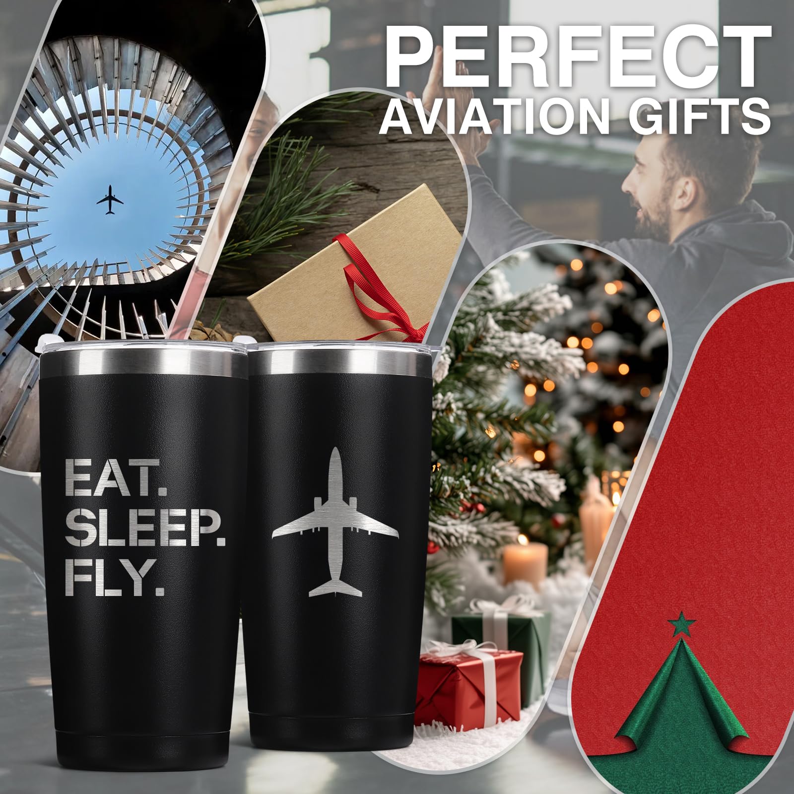 Vaso de aviación KIKERRO con grabado láser, regalo duradero.