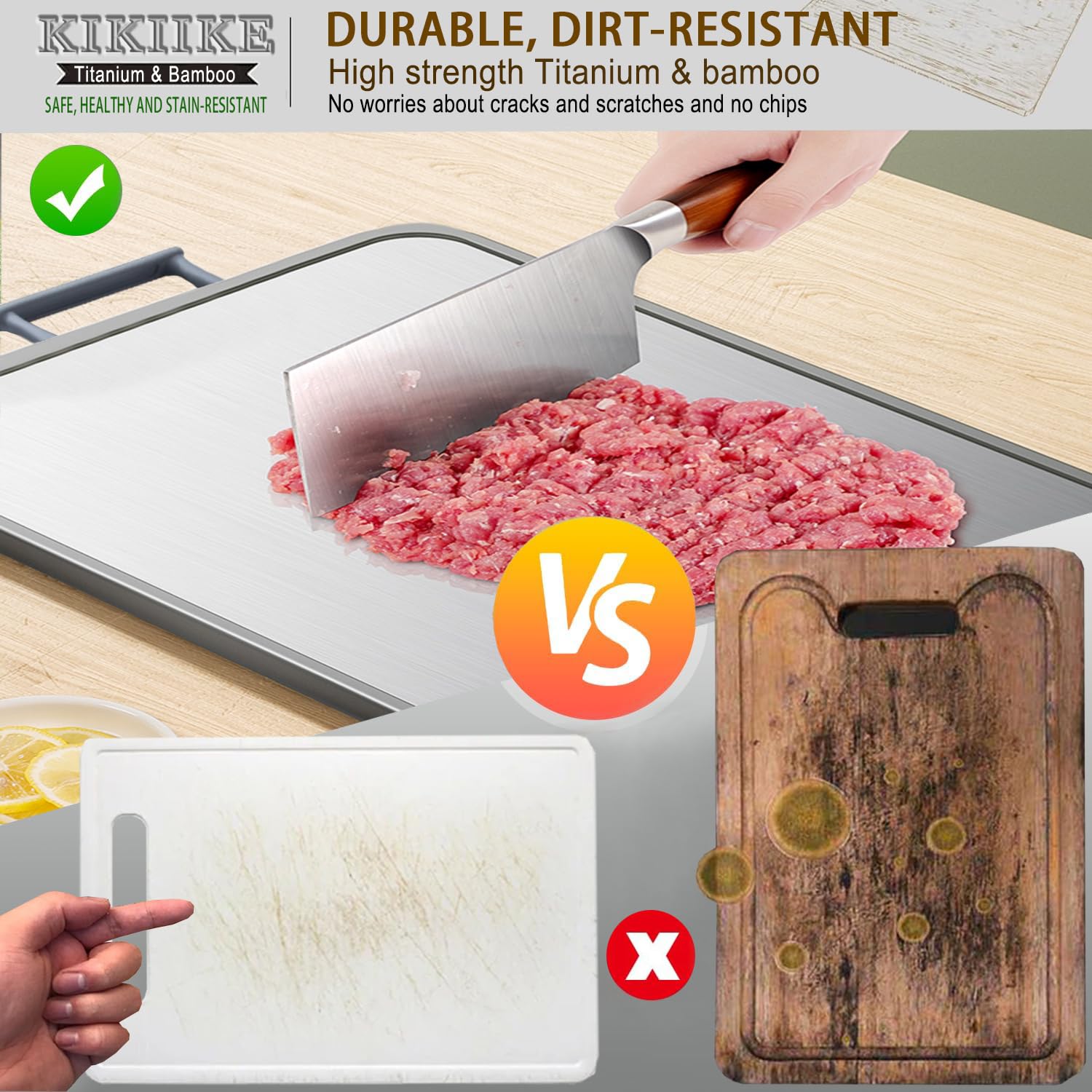 KIKIIKE tabla para verduras con superficie antiadherente y limpieza fácil.