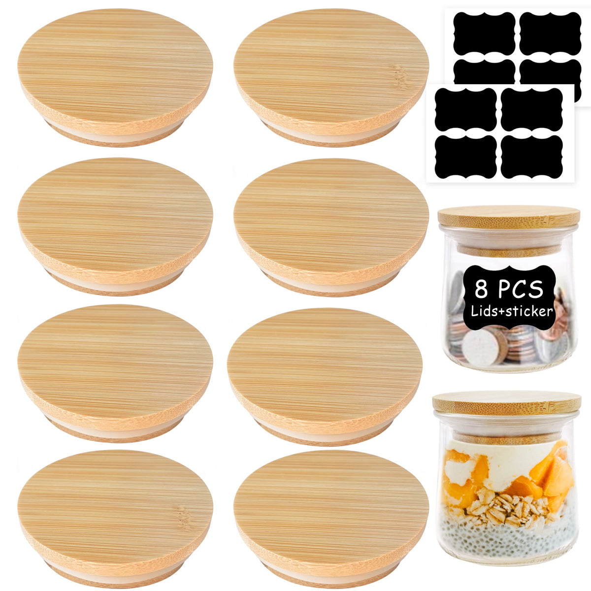 KIKINIKO Oui tapas para tarros de yogur, sellado seguro para evitar fugas.