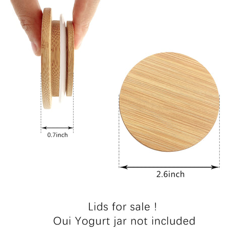 KIKINIKO Oui tapa de bambú natural con sello de silicona para yogur.