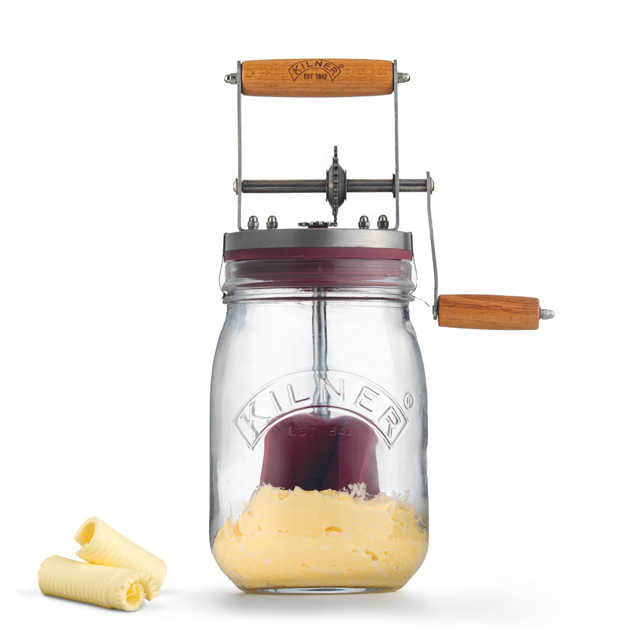 Kilner batidora de mantequilla vintage con jarra y logotipo grabado, para mantequilla casera fácil.