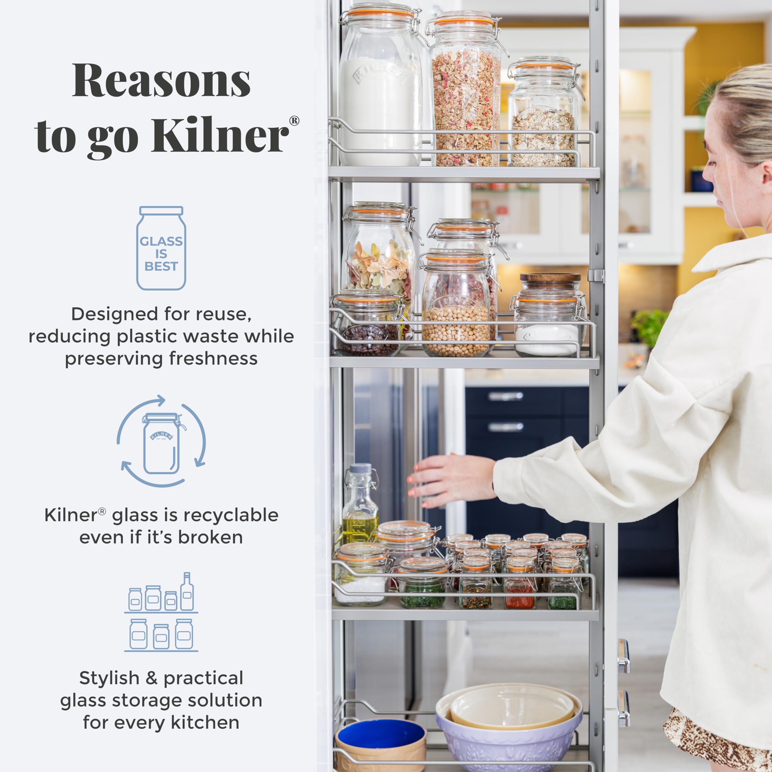 Kilner lavado a mano, cuidado para piezas de metal y vidrio.