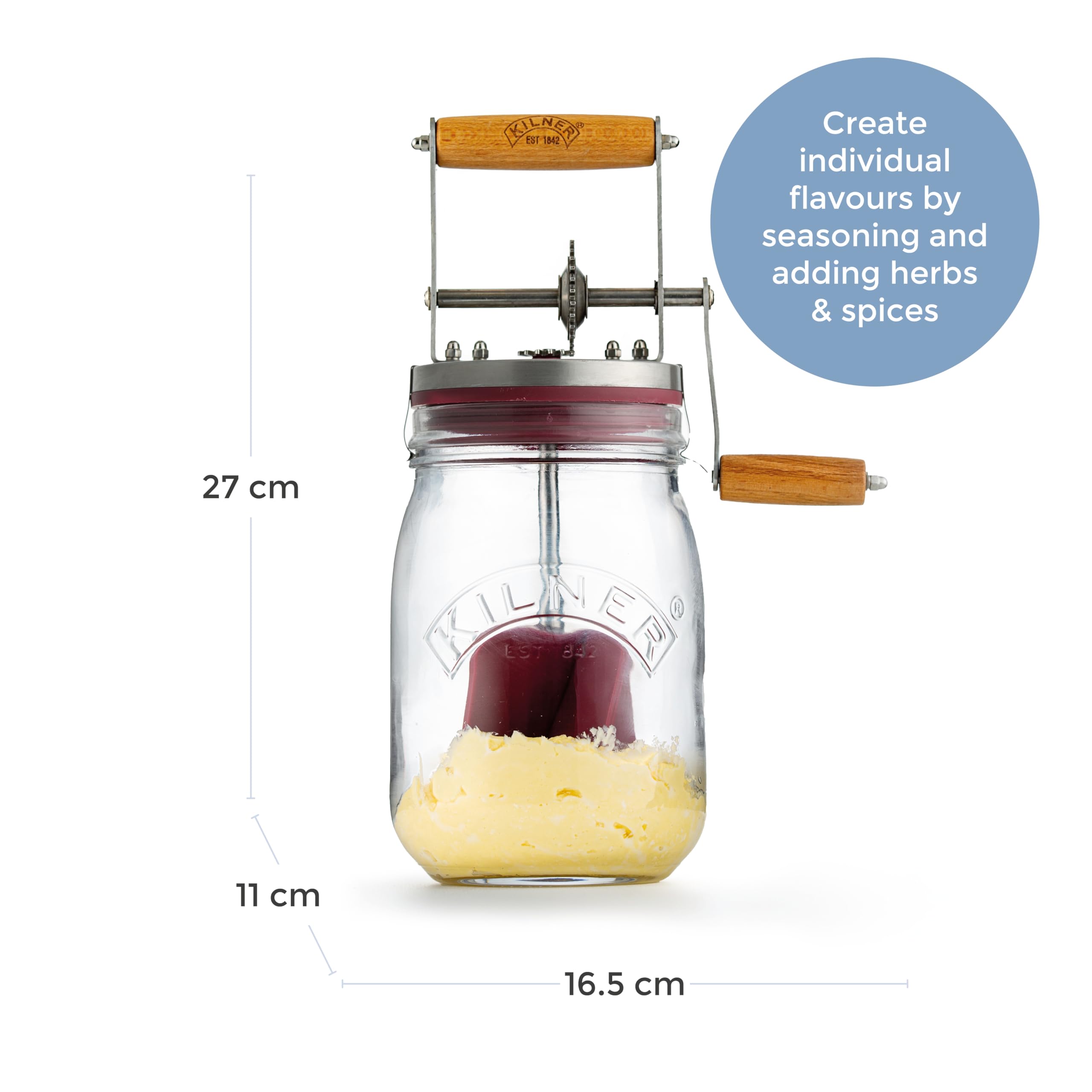 Kilner mango de madera, agarre cómodo para batido controlado.