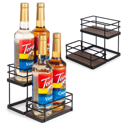 Kimilus organizador de jarabes para café, capacidad de 4 botellas, acceso rápido a bebidas.