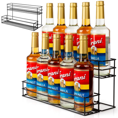 Kimilus organizador de jarabe para café, estante de dos niveles para 10 botellas.