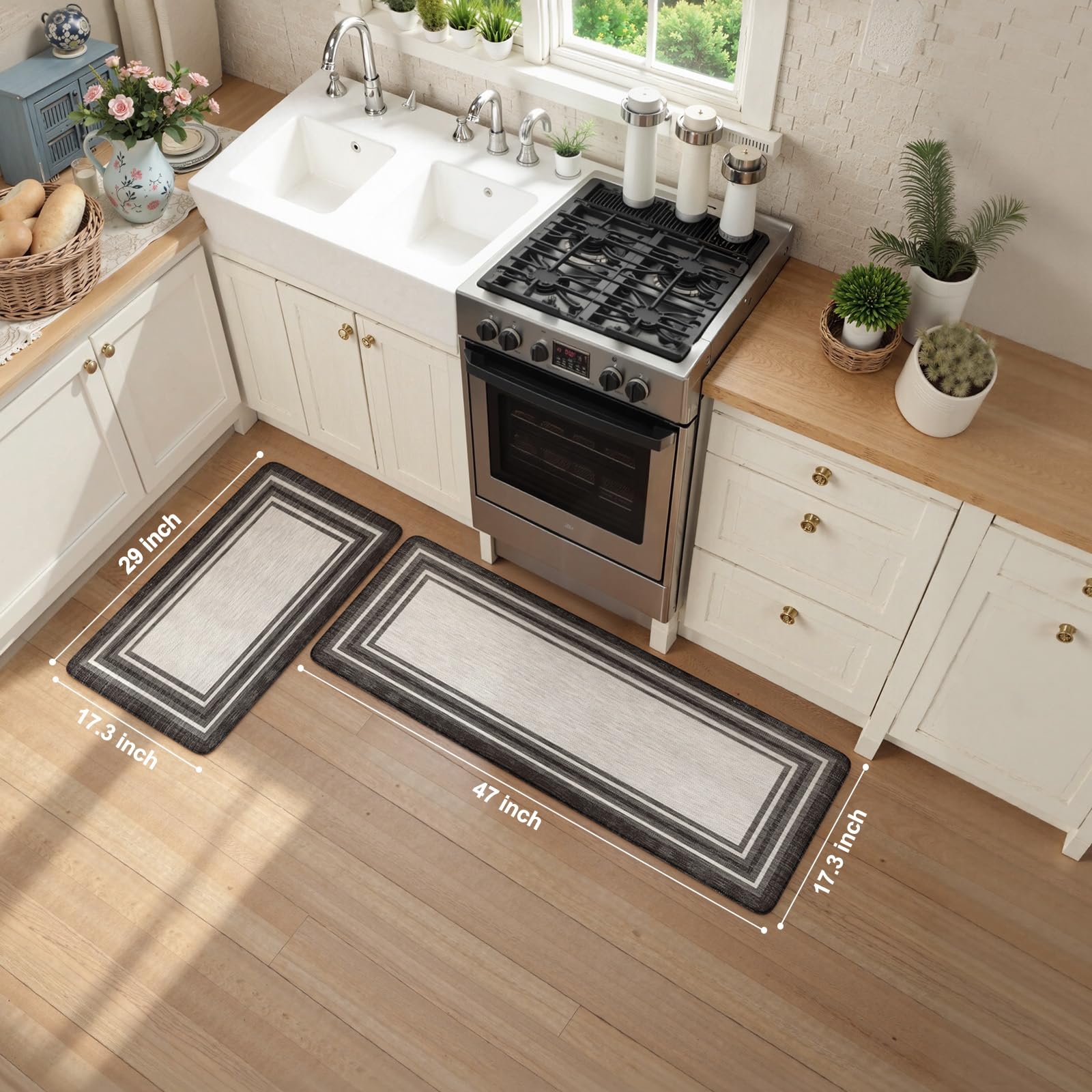 KIMODE alfombra de cocina resistente al agua, fácil de limpiar
