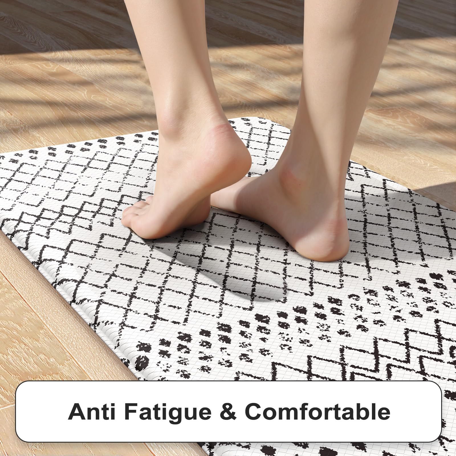 KIMODE juego de 2 alfombras rectangulares para cocina con estilo negro y blanco