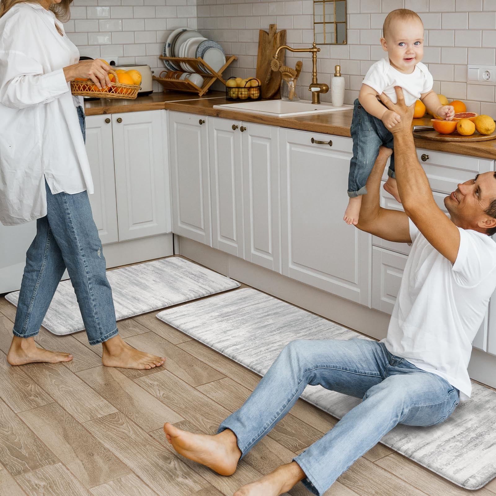 KIMODE limpieza fácil para alfombra de cocina 47x17, resistente al agua.