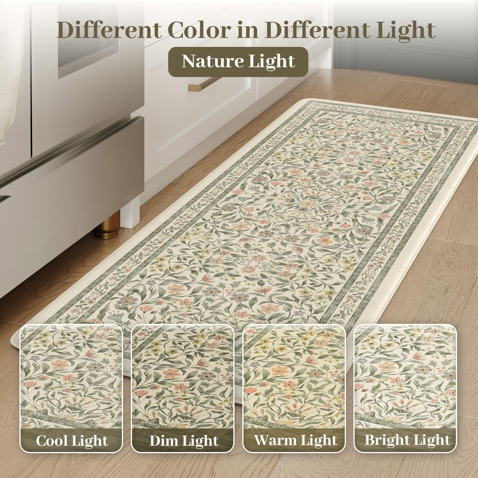 KIMODE mat cocina limpieza fácil 47x17, resistente a manchas y salpicaduras