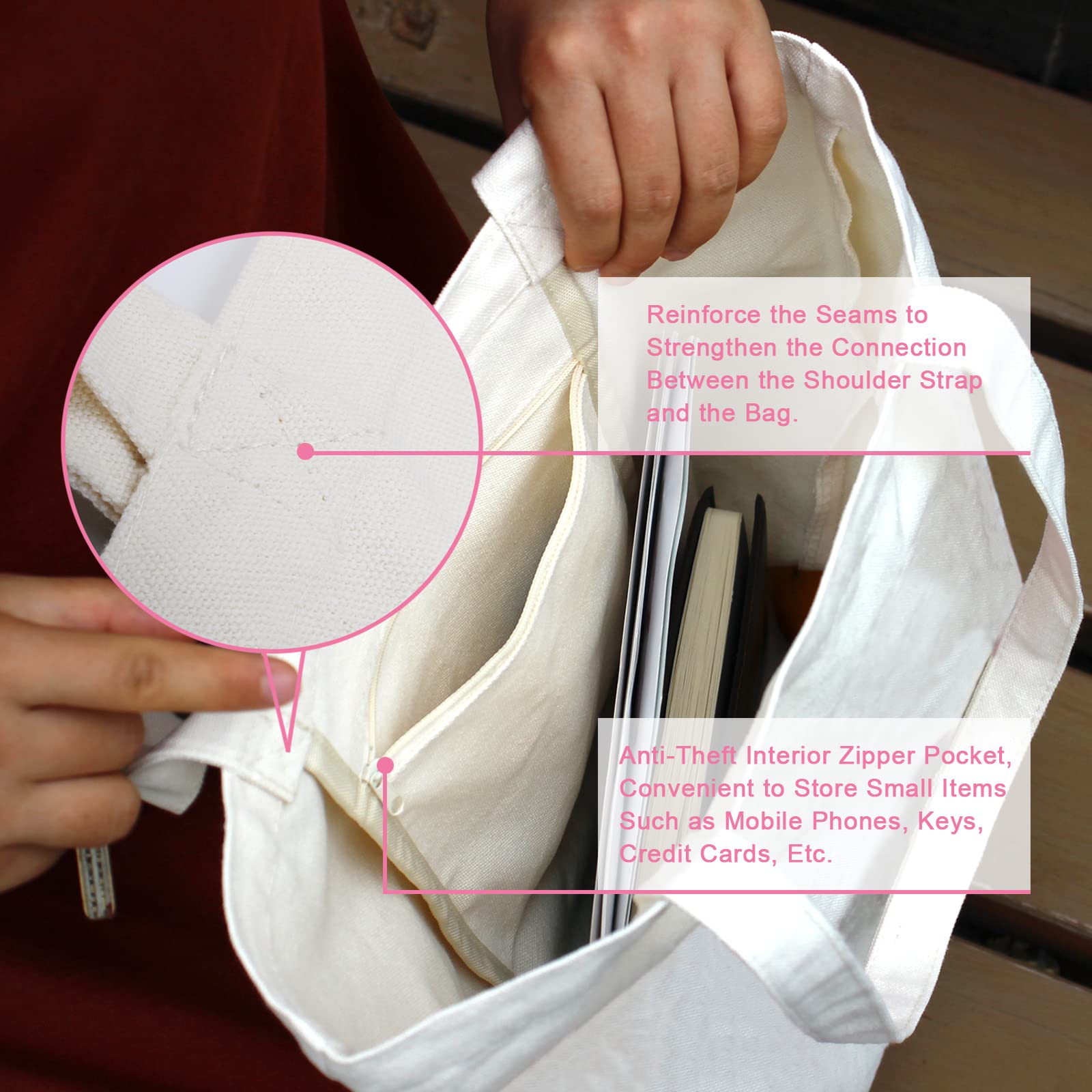 Kimoli tote canvas para oficina, ideal para documentos y accesorios.