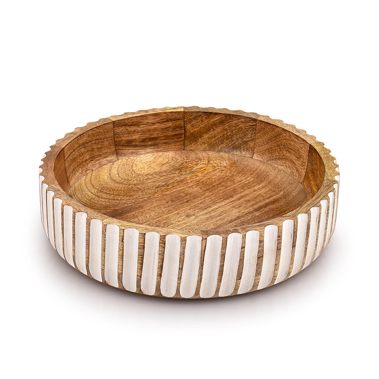 Kimona frutero mango madera, centro de mesa elegante para reuniones.