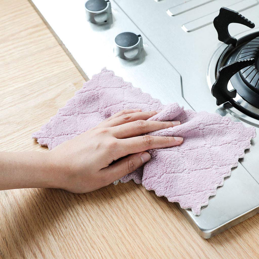 Kimteny toallas cocina absorbentes, secado rápido, terciopelo coral morado-gris para derrames.
