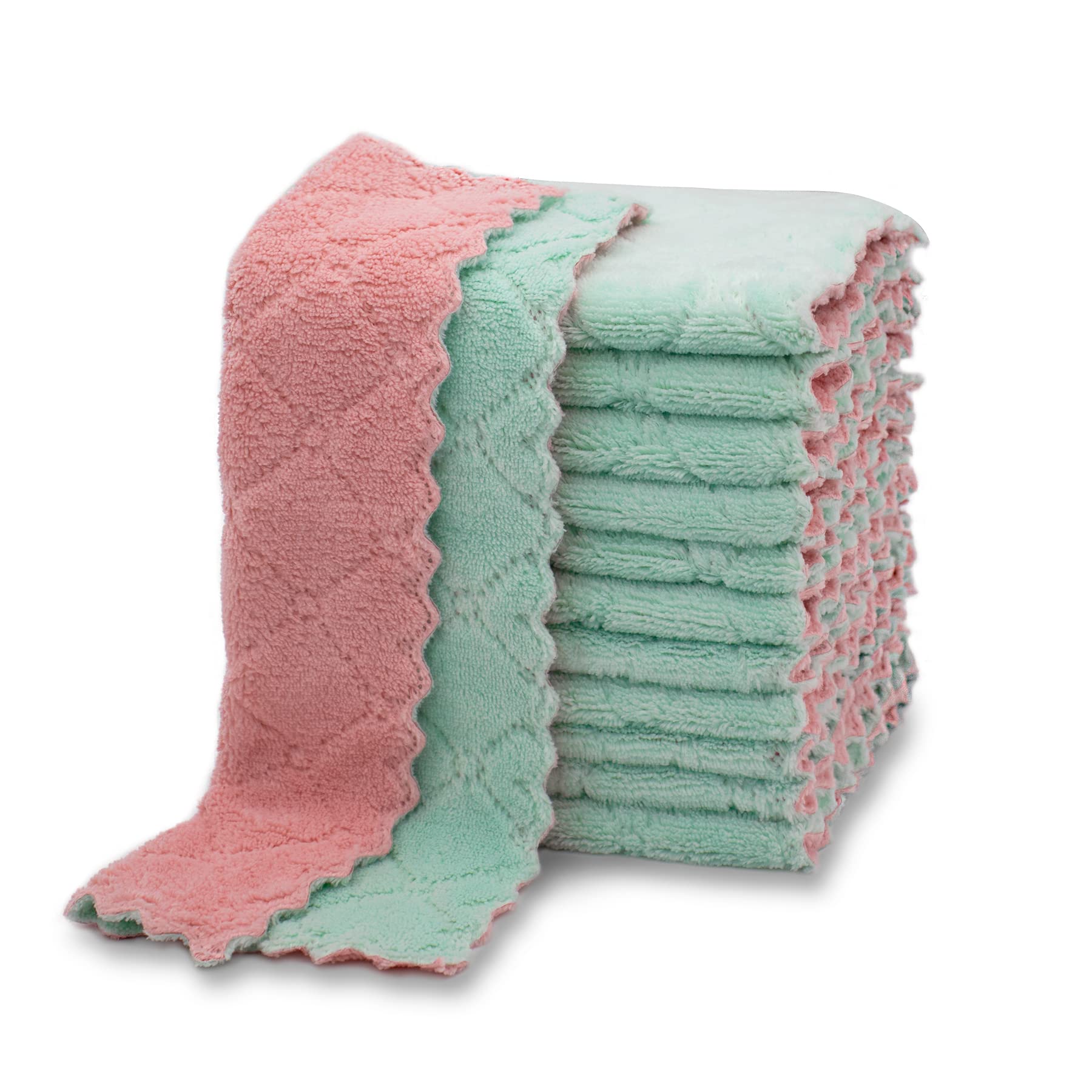 Kimteny toallas cocina paquete 12 Terciopelo Coral, absorbentes para secado rápido.