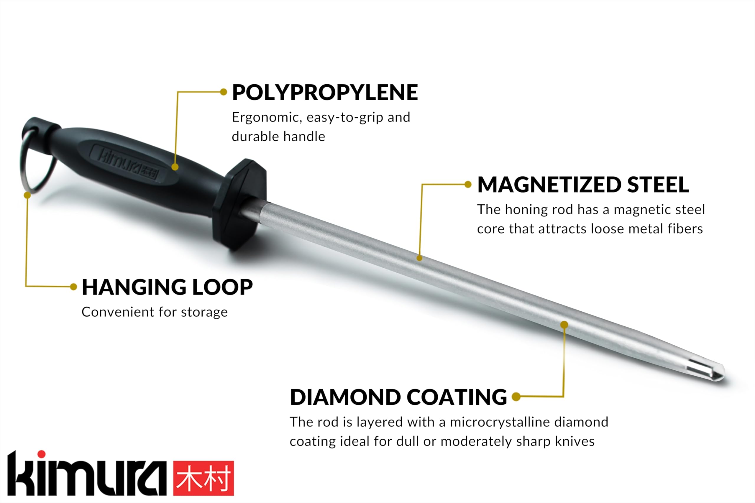 Kimura afilador diamante con mango ergonómico, uso diario para cuchillos de todo tamaño.