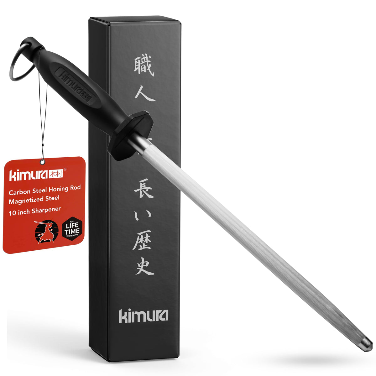 Kimura barra de afilar profesional de 10 pulgadas con mango ergonómico y imán de seguridad.