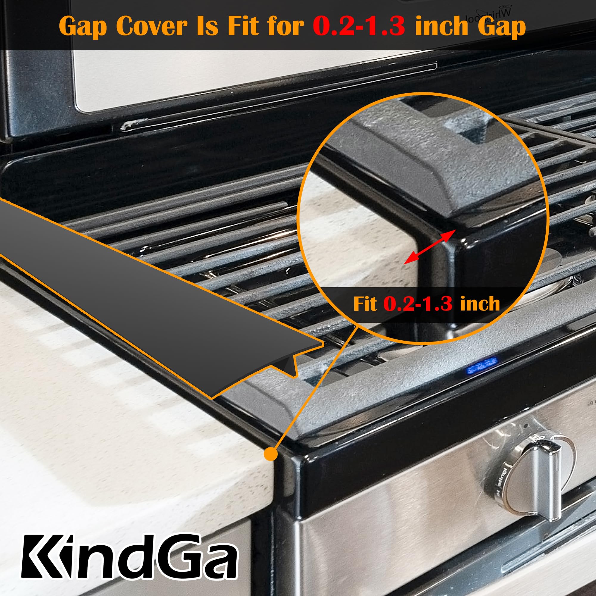 KindGa borde-silicona para cocina de 21 pulgadas, ajusta superficies irregulares sin moverse.