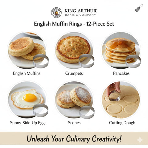 King Arthur, anillos para cocinar muffins, panqueques y crepes con forma redonda.