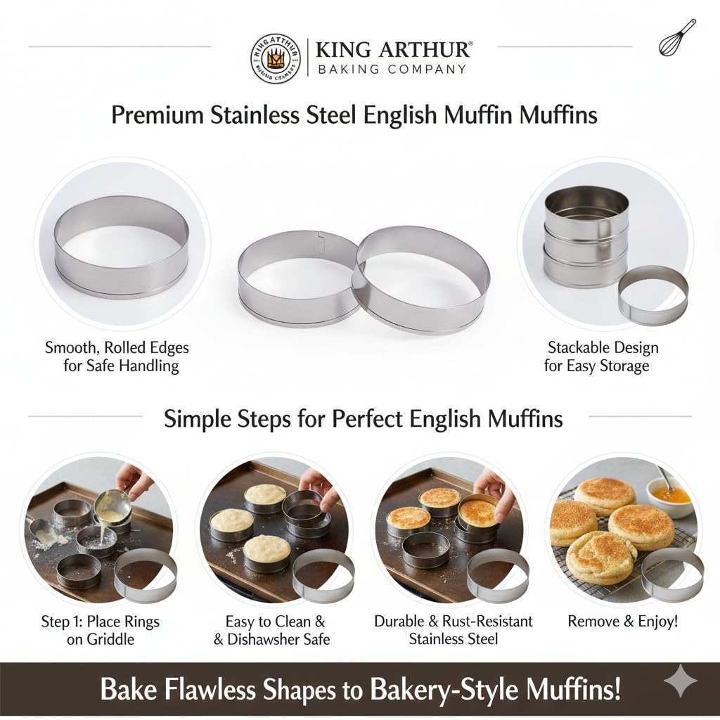 King Arthur, anillos de 3,74 pulgadas de diámetro para porciones consistentes.