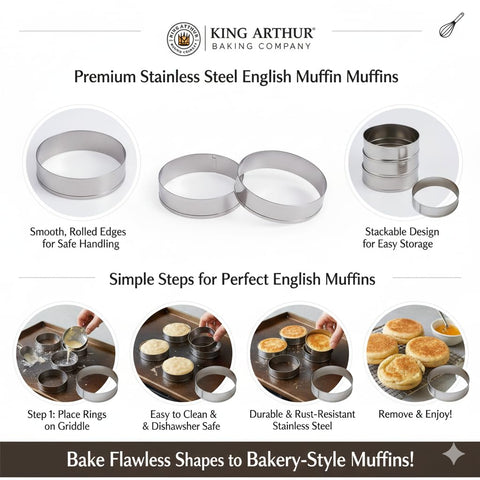 King Arthur, anillos de 3,74 pulgadas de diámetro para porciones consistentes.