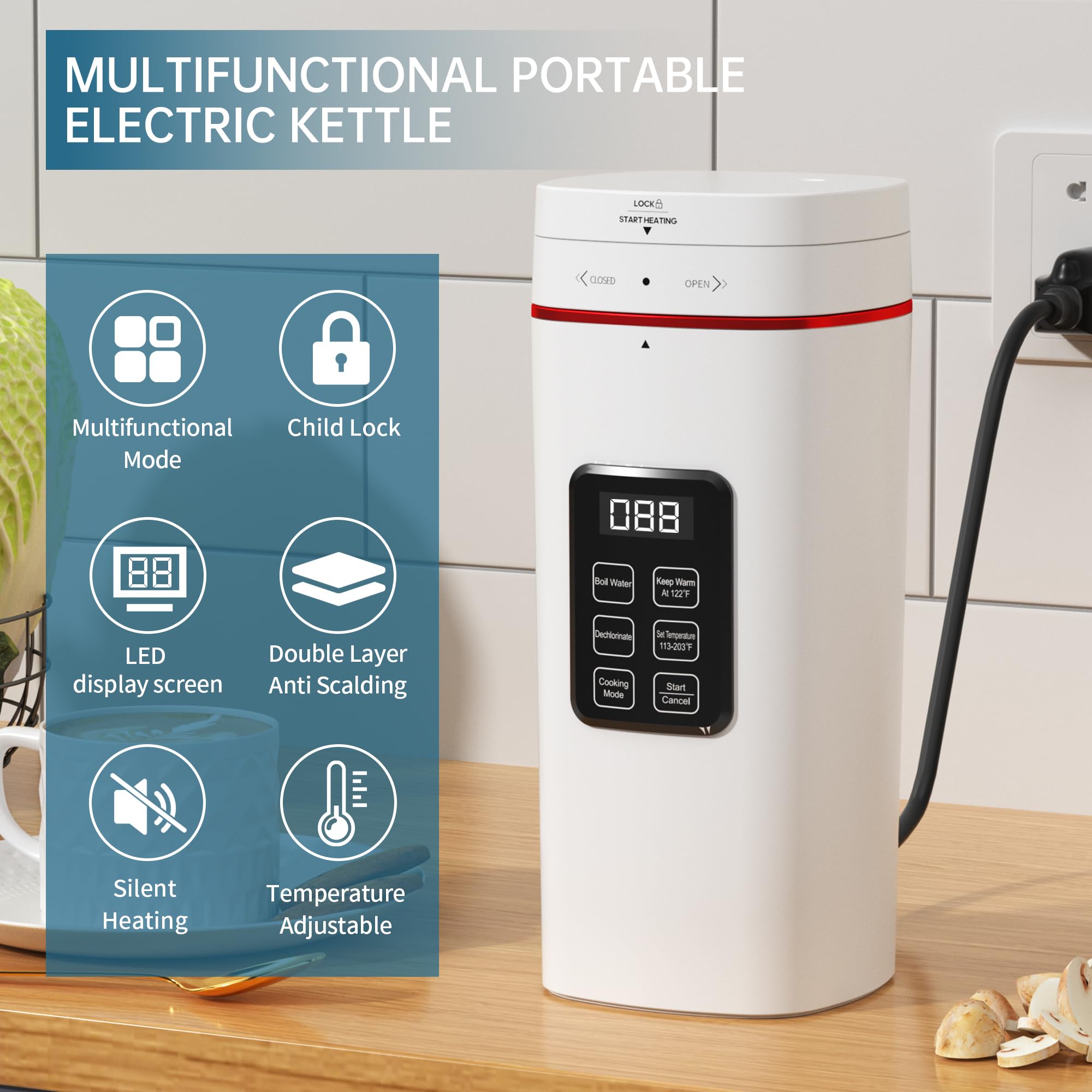 Kingbull hervidor portátil con pantalla LED para controlar la temperatura