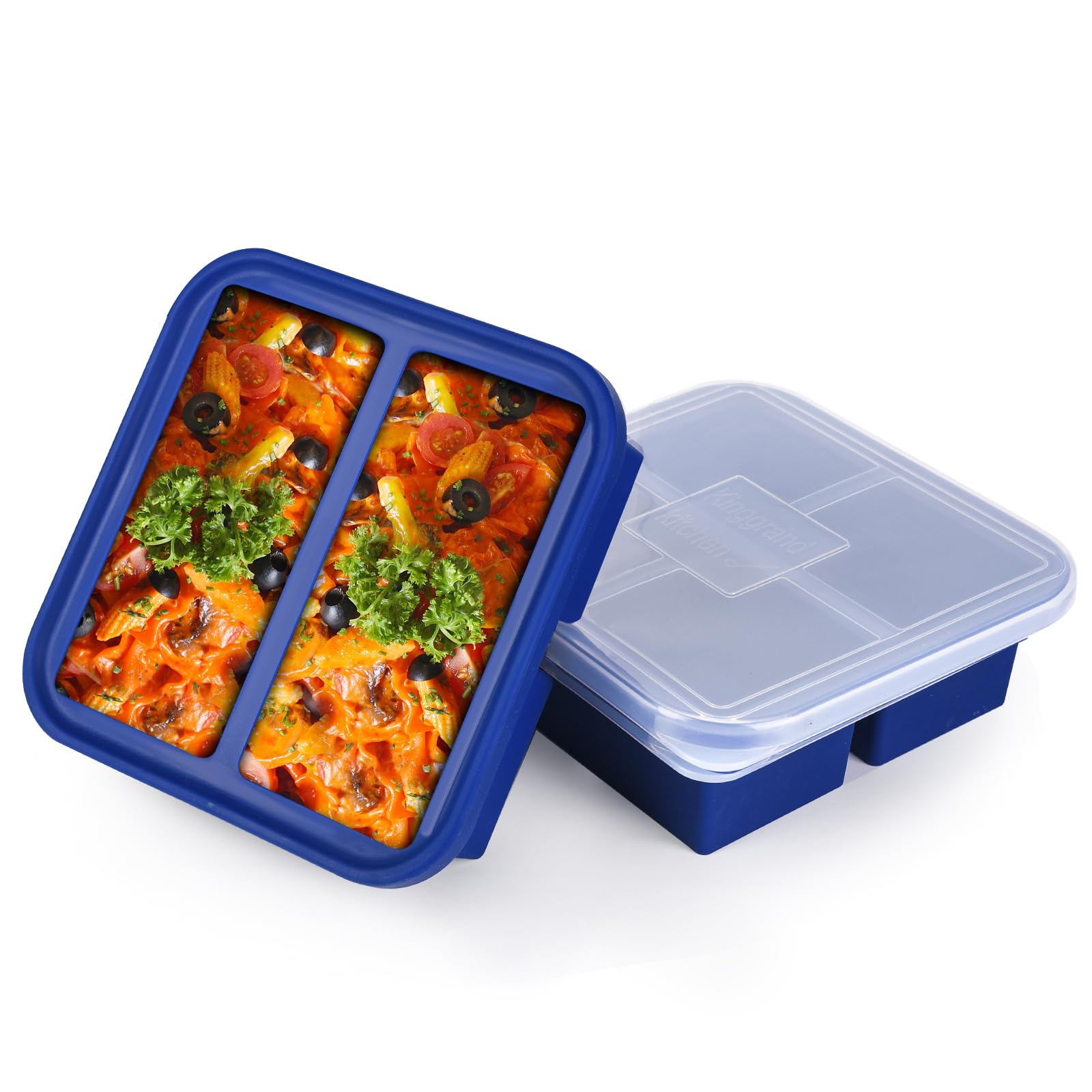 Kinggrand Kitchen moldes silicona congelador 2 tazas, liberación fácil para porciones.
