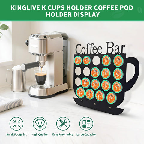 KingLive capacidad para 19 cápsulas K-Cups, muestra organizada y fácil selección.