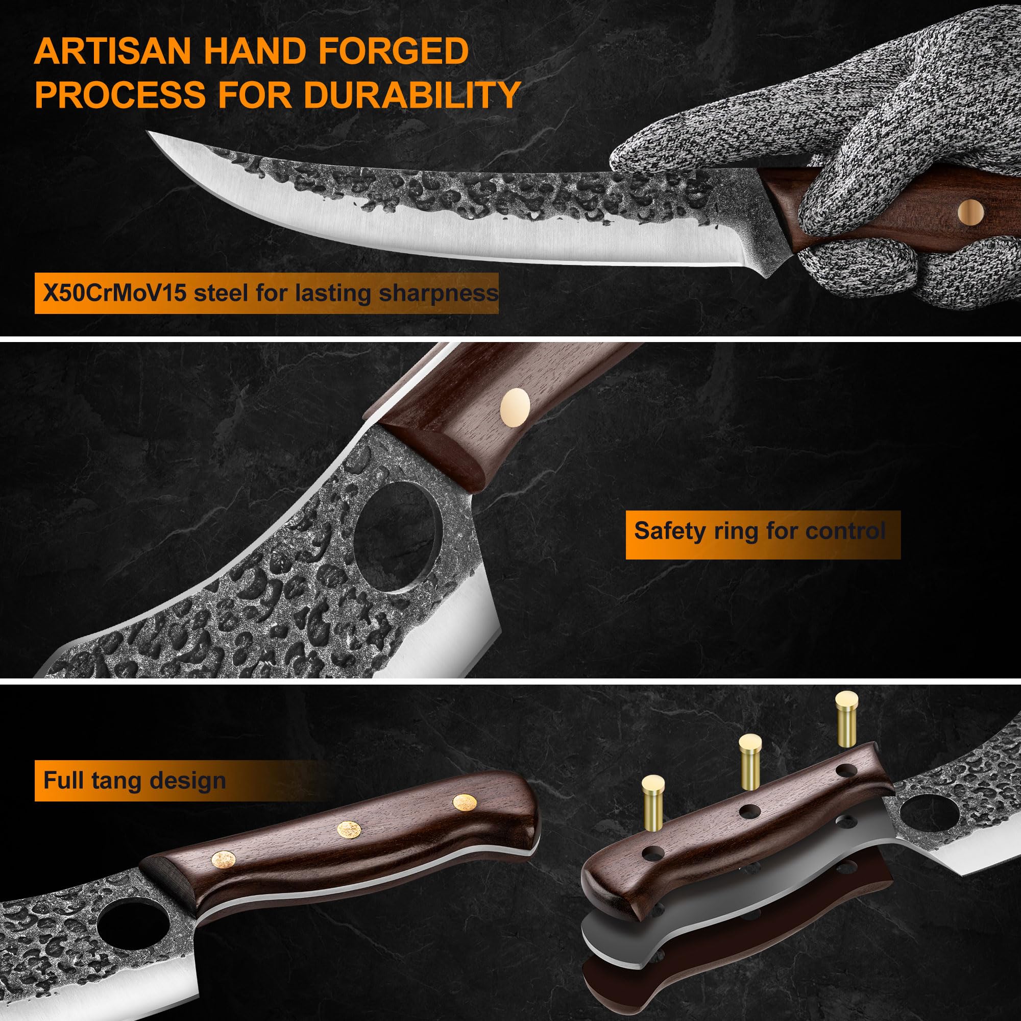  KINGOD cuchillo vikingo de 6.9 pulgadas para cortes precisos