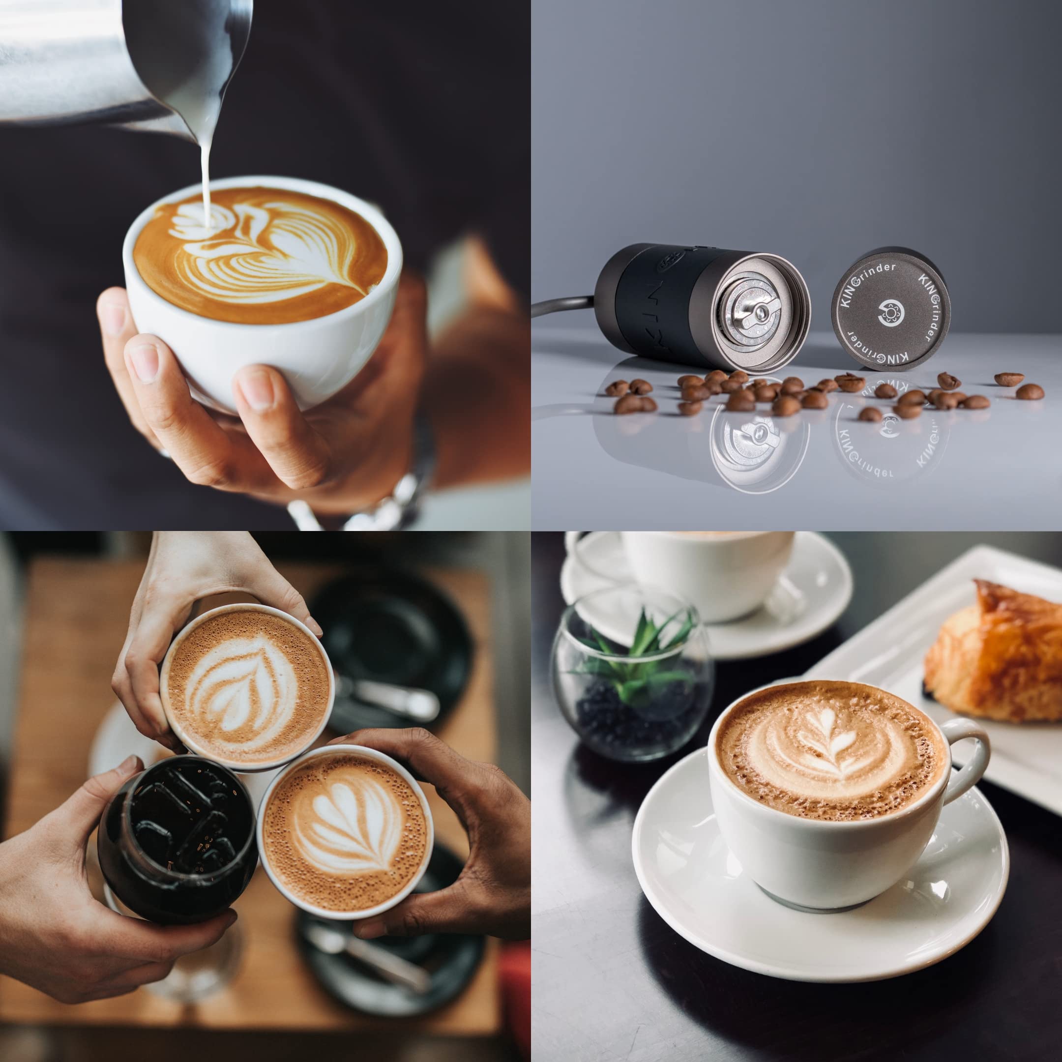 KINGrinder comparado con taza para mostrar tamaño compacto y escala