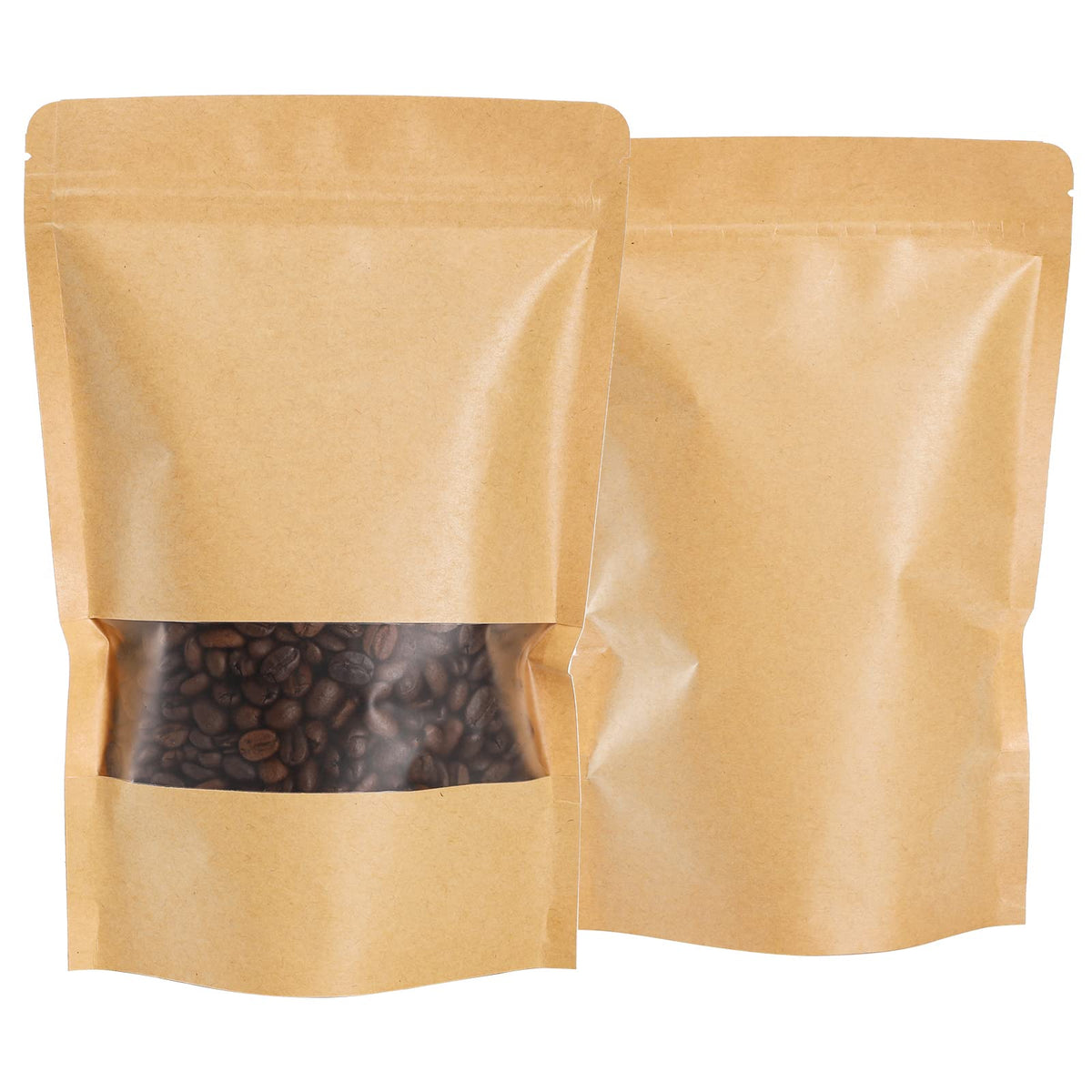 Kingrol bolsas kraft con ventana y cierre para ver contenido sin abrir