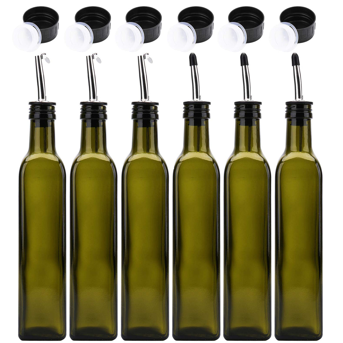 Kingrol conjunto de 6 dispensadores de vidrio para aceite de oliva, ideales para servir en la mesa