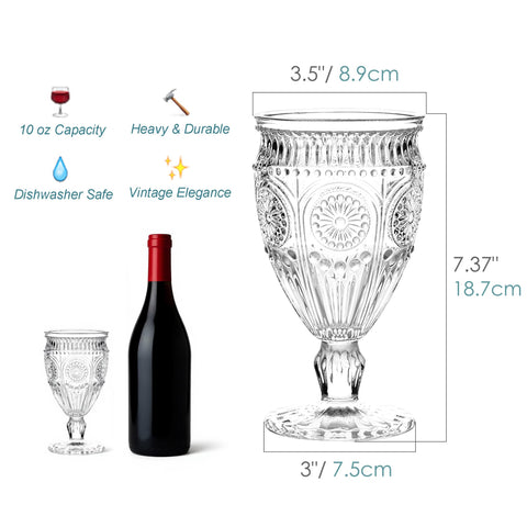 Kingrol copa para agua y vino, vidrio prensado, base estable para uso diario