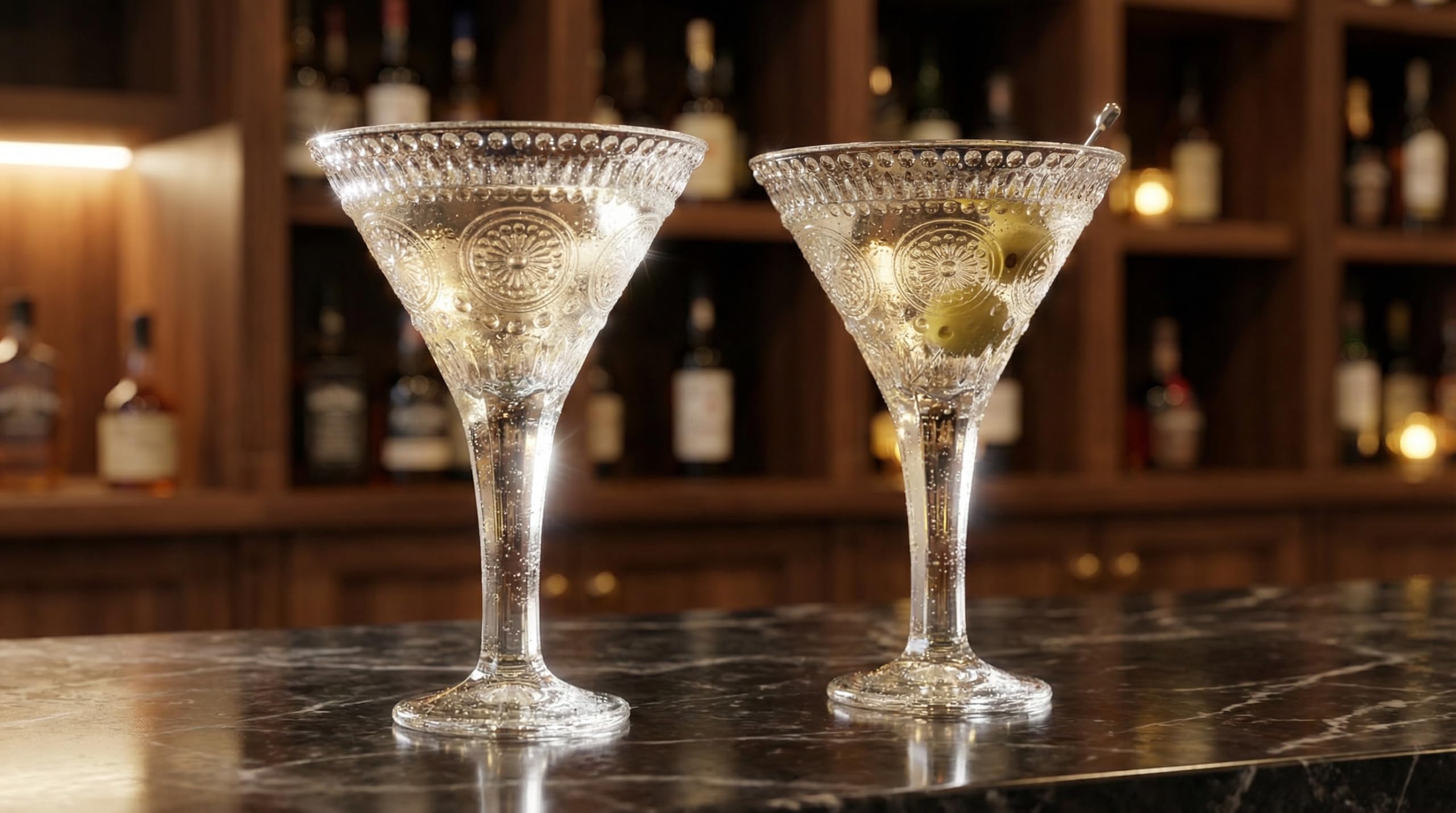 Copa martini Kingrol con tallo largo y forma en V para un servicio refinado