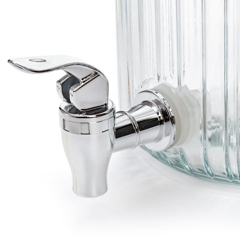 Kingrol dispensador de vidrio 1 galón con grifo, perfecto para servir bebidas frescas.