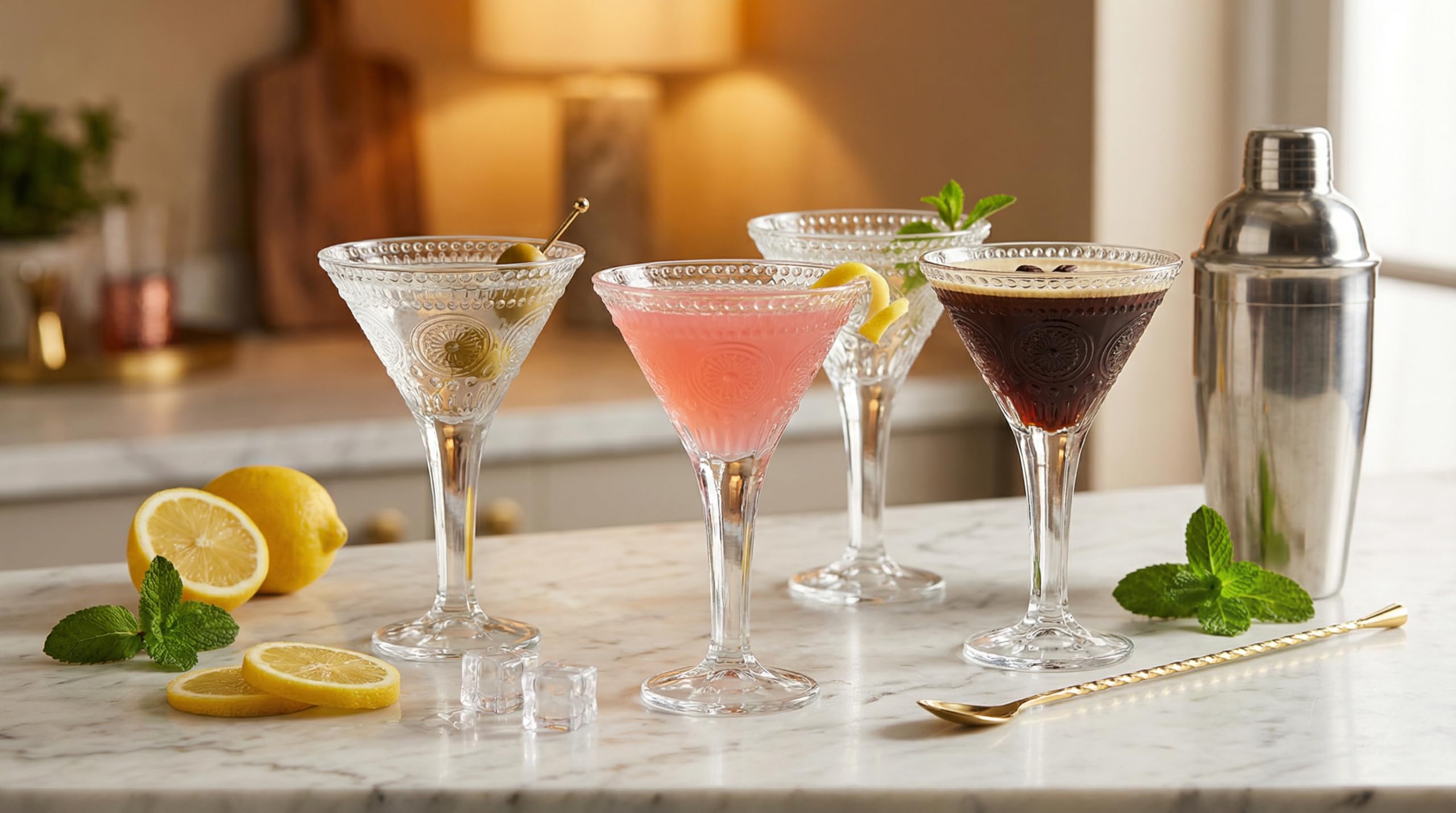 Vaso martini Kingrol de 8.5 oz, perfecto para martinis cosmopolitan Manhattan