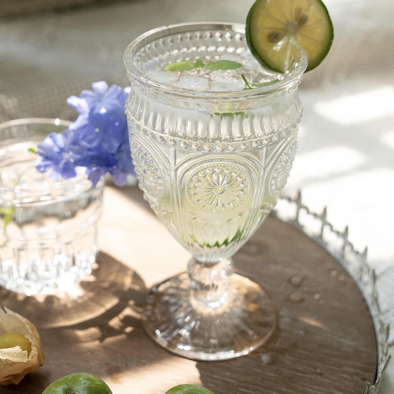 Kingrol vidrio prensado resistente, copas duraderas para bebidas frías y calientes