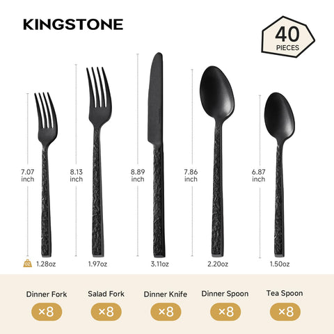 Kingstone cubiertos 18/10 acero inoxidable, brillo duradero para uso diario.