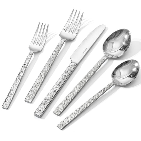 Kingstone cuchillo de cena con textura piedra, ideal para mesa elegante.
