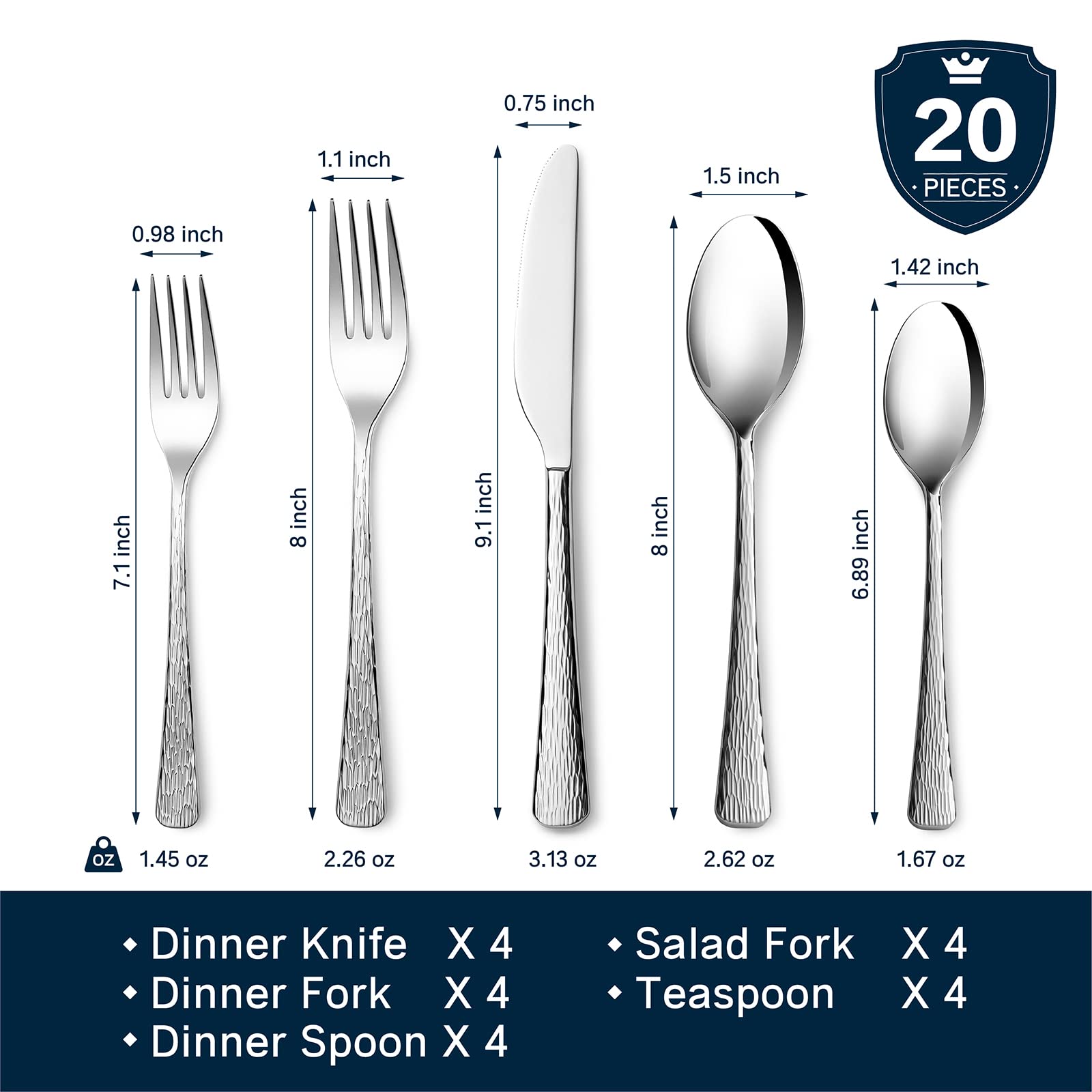 Cuchillos y tenedores KINGSTONE de acero 18/10, duraderos para uso diario.