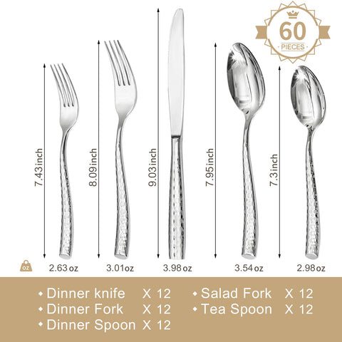 Kingstone tenedor de cena martillado, agarre estable para cada bocado.