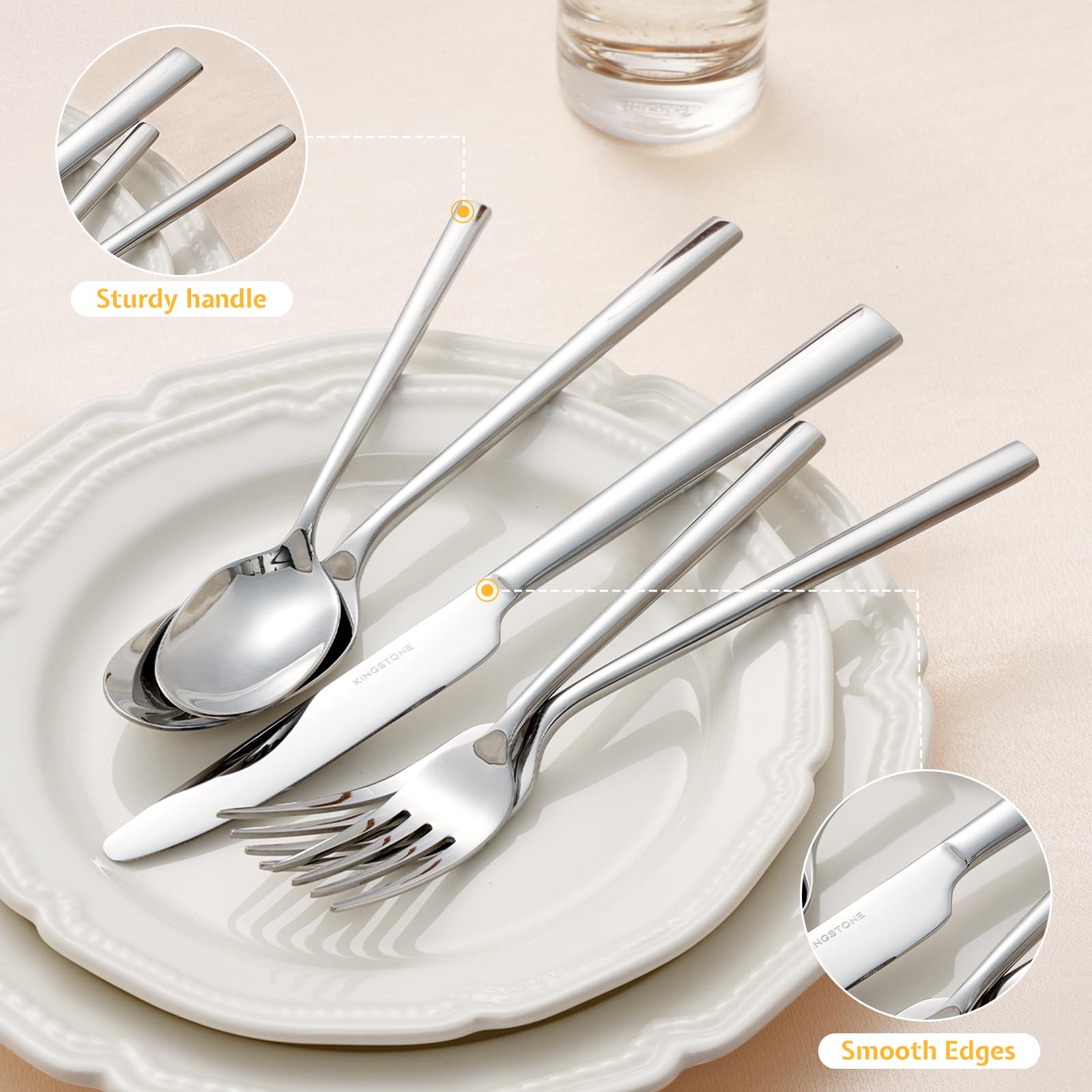 Kingstone cucharas de cena en acero inoxidable, distribución equilibrada para comer