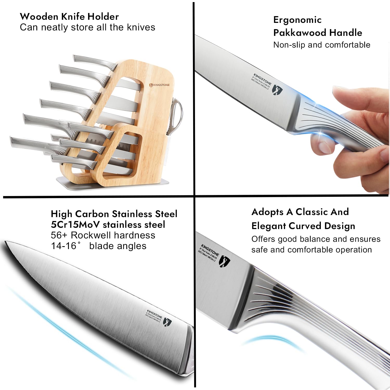 KINGSTONE cuchillo-chef-ocho-pulgadas: filo afilado para cortes precisos y rápidos.