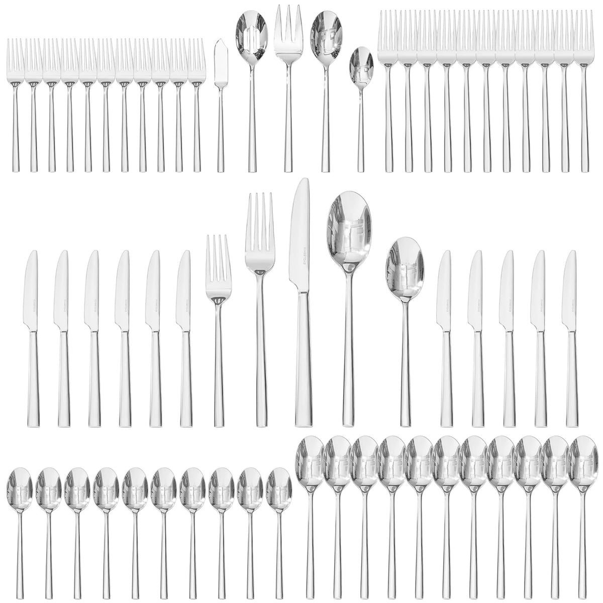 KINGSTONE conjunto de cubiertos 65 piezas para 12 comensales, ideal para cenas formales.