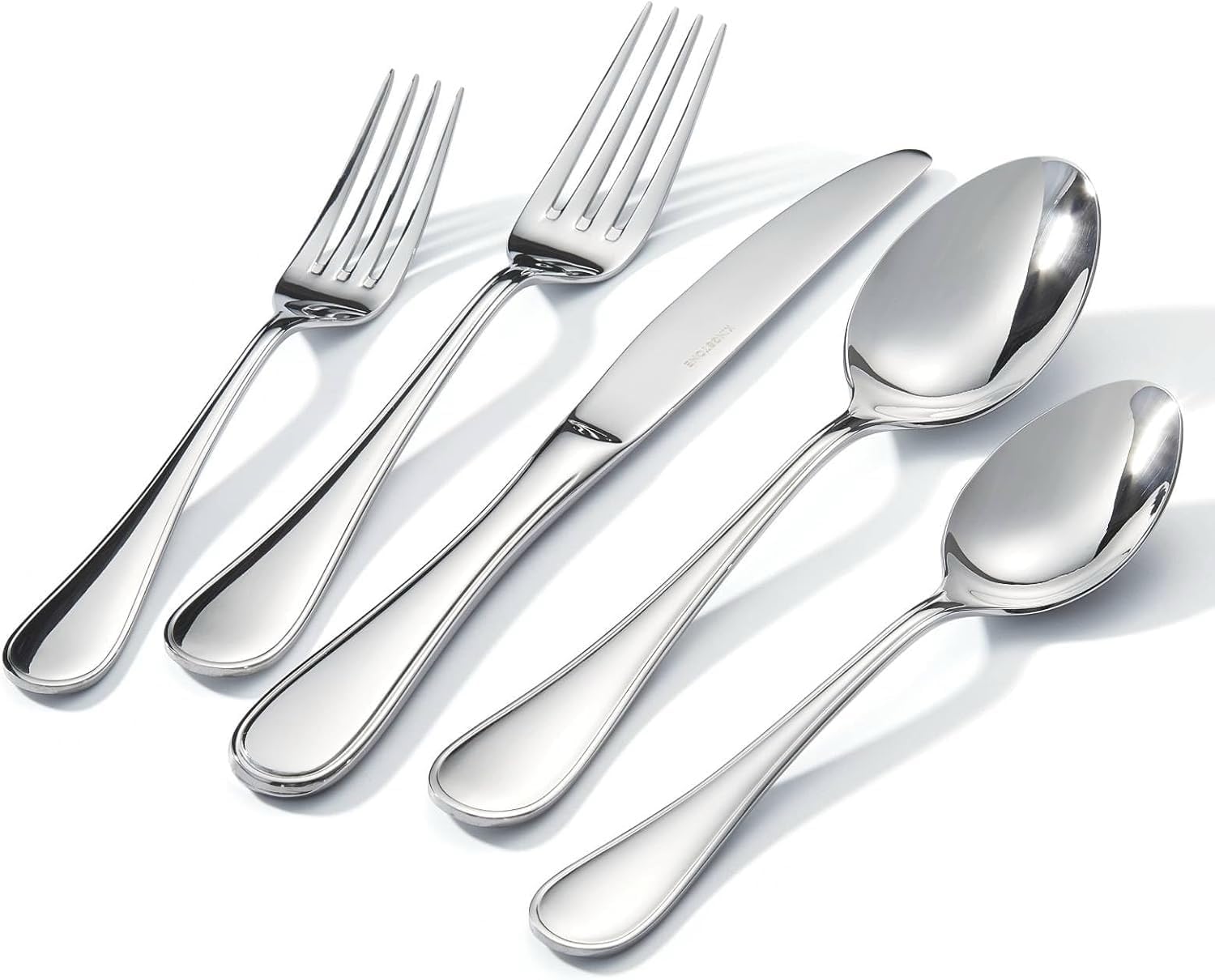 Kingstone juego de cubiertos teardrop con acabado espejo, ideal para cenas formales.