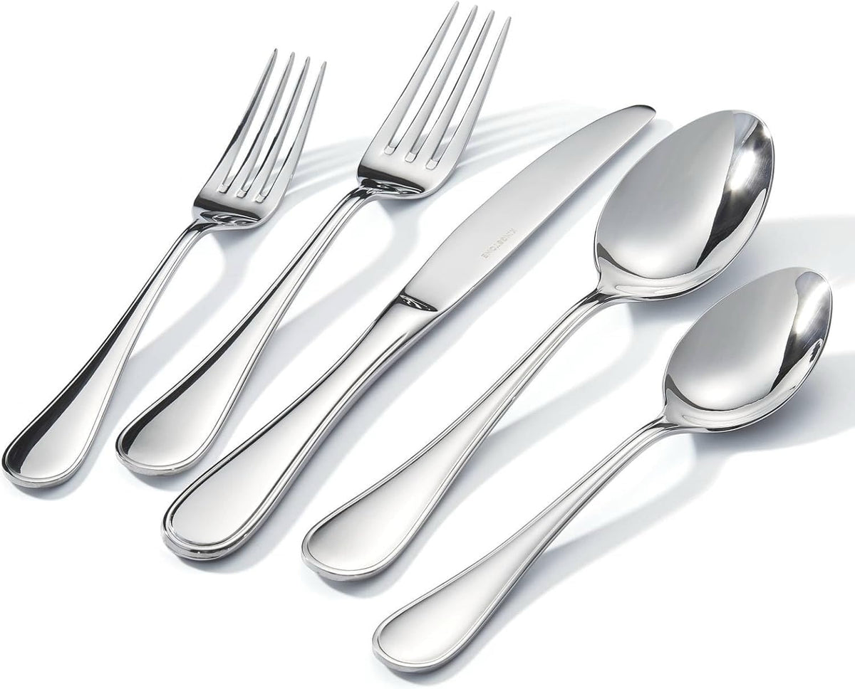 Kingstone juego de cubiertos teardrop con acabado espejo, ideal para cenas formales.