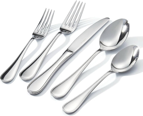 Kingstone juego de cubiertos teardrop con acabado espejo, ideal para cenas formales.