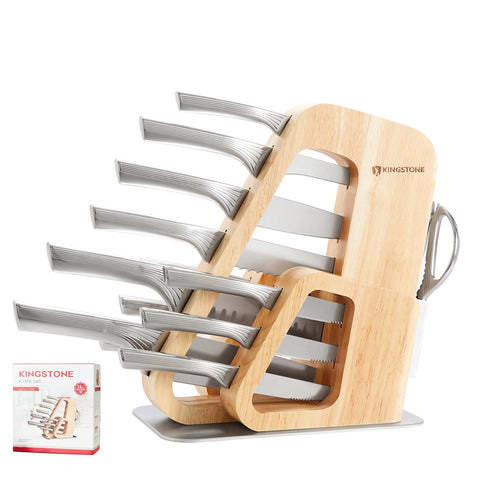 KINGSTONE juego-cuchillos-bloque-natural: almacenamiento seguro y elegante para la cocina.