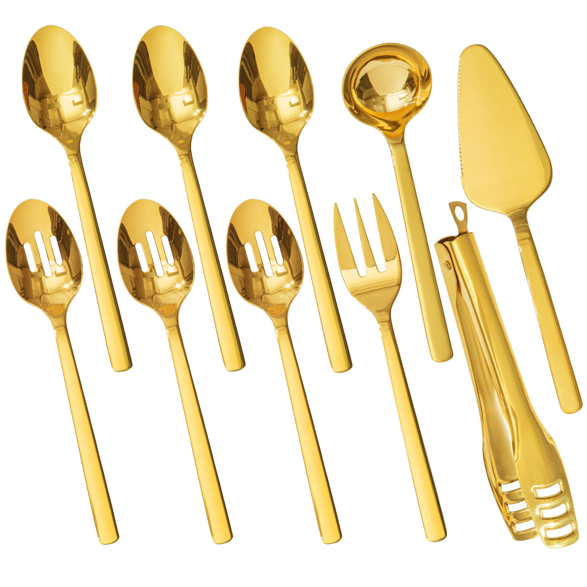 Conjunto KINGSTONE de utensilios de servicio completo, acabado espejo, ideal para buffets.